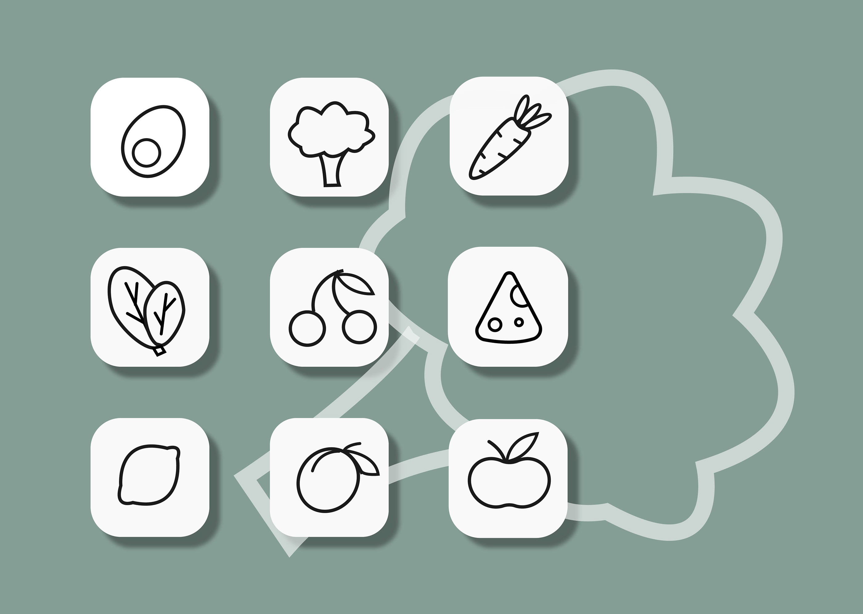 Healthy food line icons — Изображение №4 — Графика, Маркетинг на Dprofile