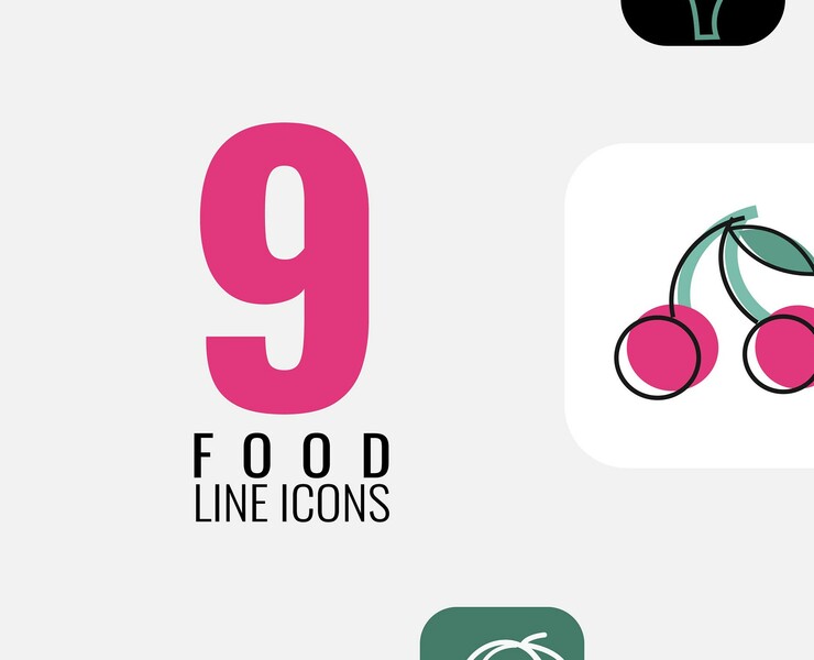 Healthy food line icons — Графика, Маркетинг на Dprofile