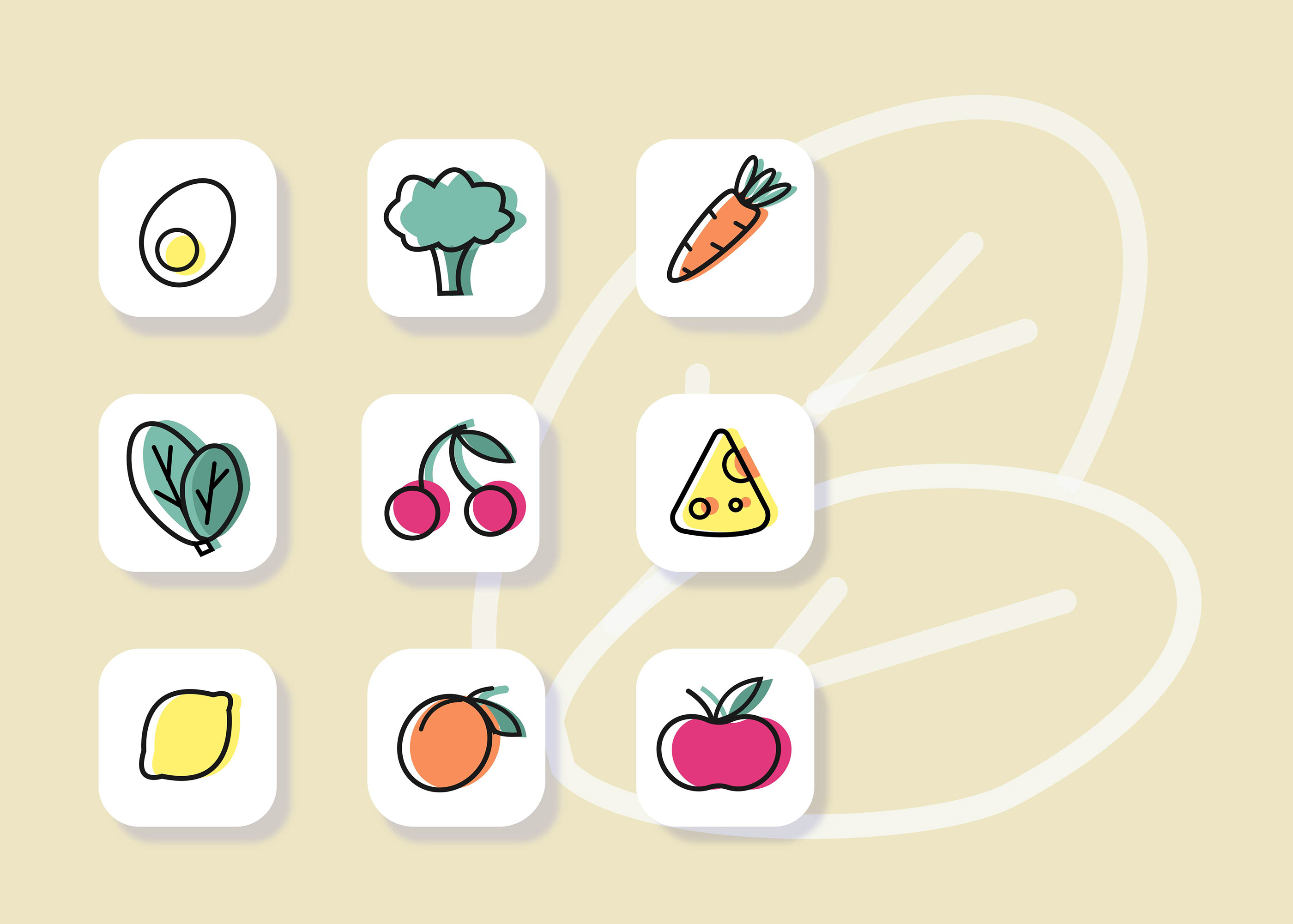Healthy food line icons — Изображение №2 — Графика, Маркетинг на Dprofile