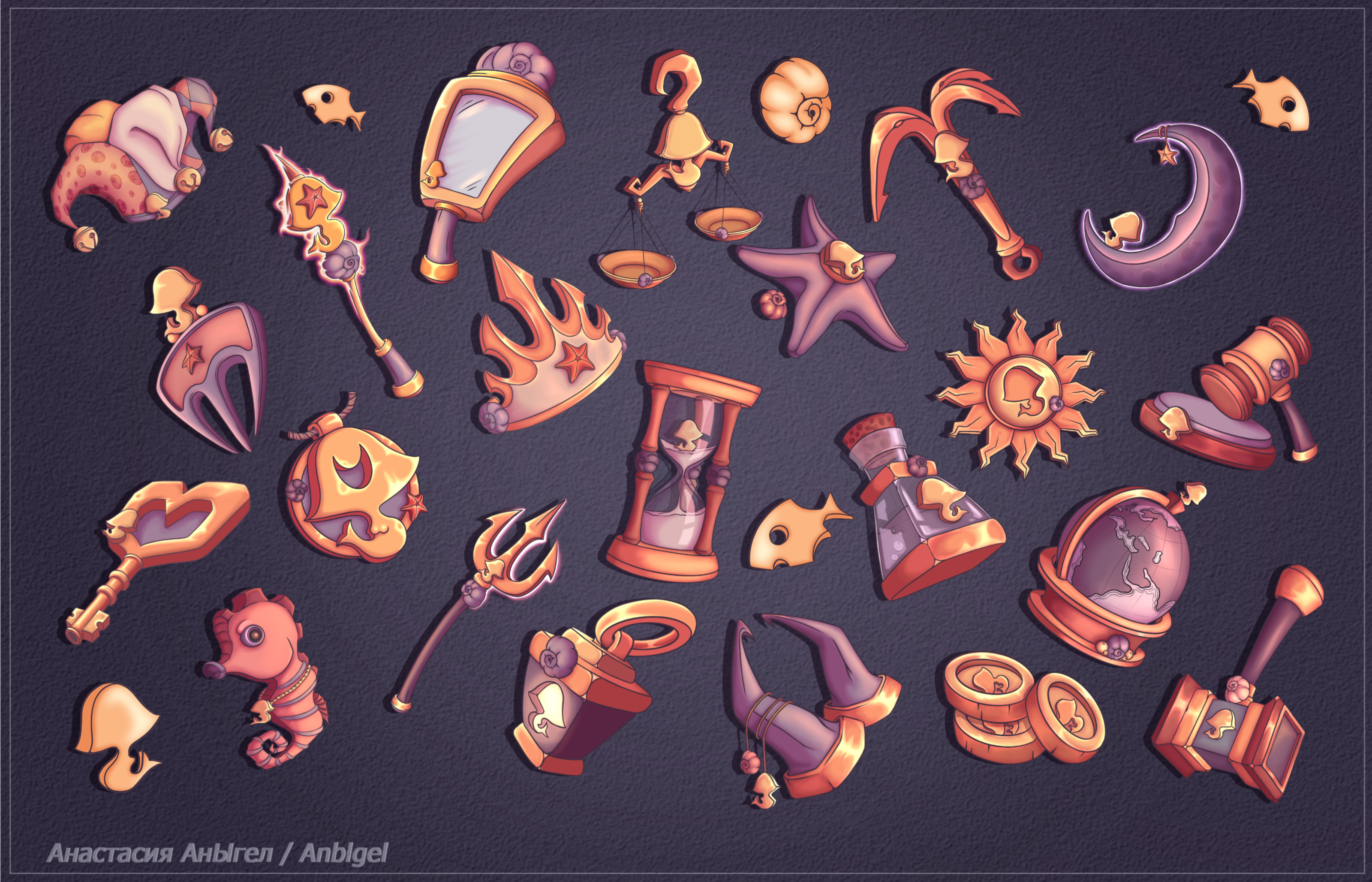 Mermay Tarot Props — Изображение №1 — Иллюстрация, Графика на Dprofile