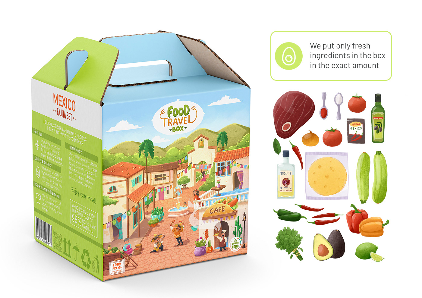 Food Travel Box. Cooking boxes delivery. Packaging. — Изображение №5 — Иллюстрация на Dprofile