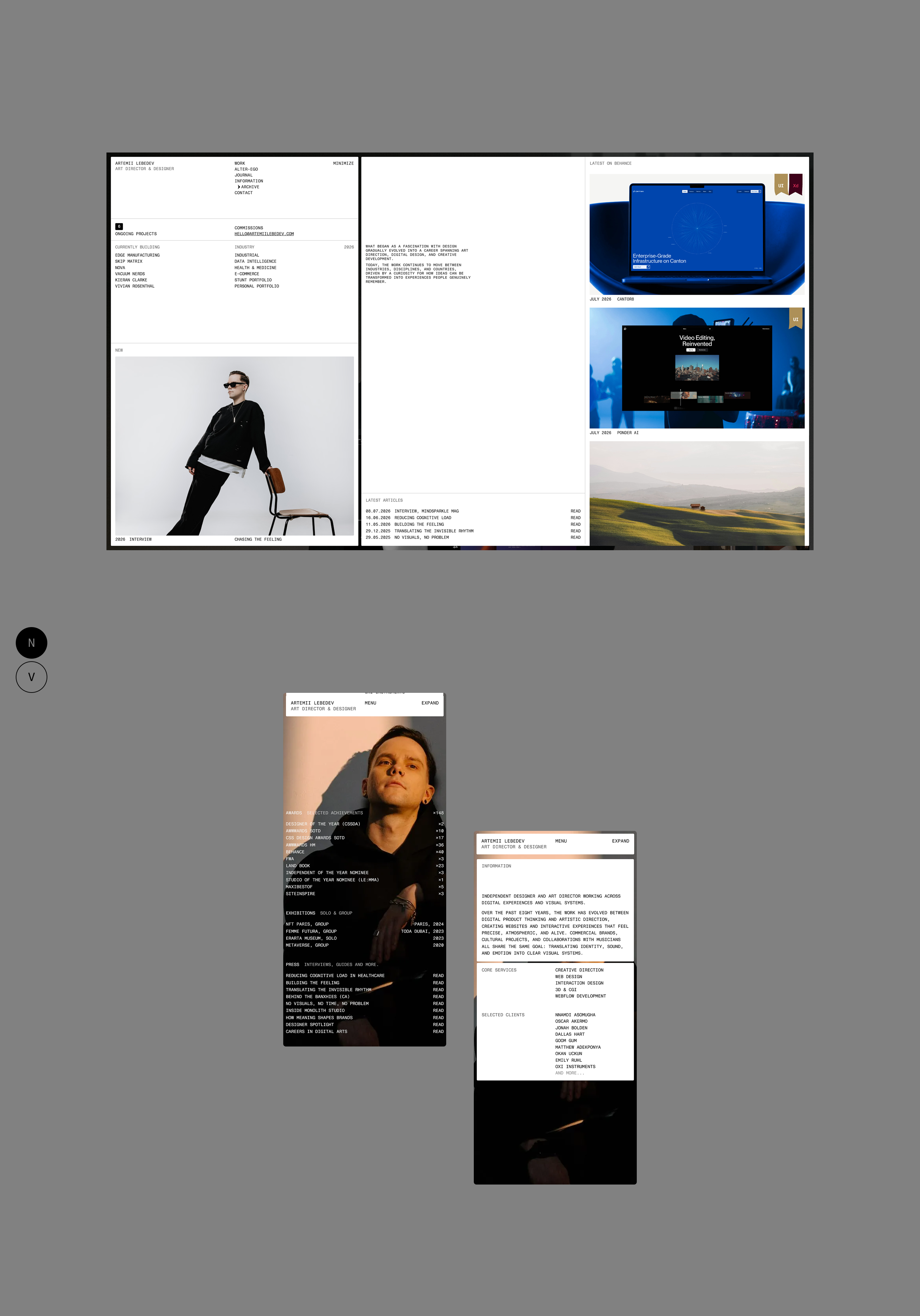 Artemii Lebedev. Portfolio '26. — Изображение №5 — Интерфейсы, Анимация на Dprofile