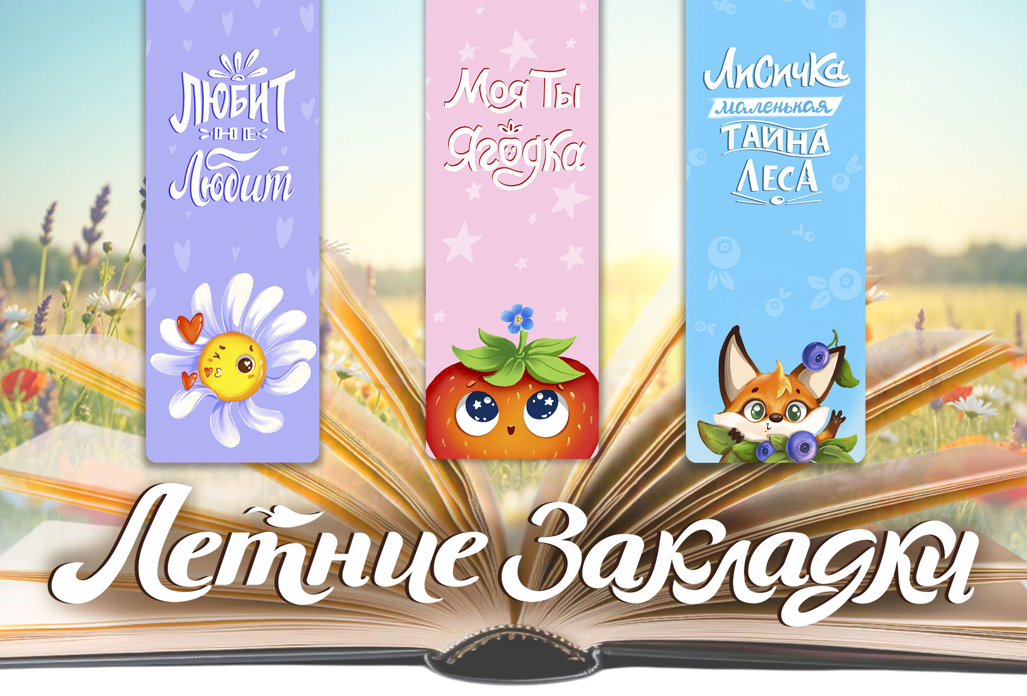 Серия летних закладок для книг. — Изображение №1 — Брендинг, Иллюстрация на Dprofile