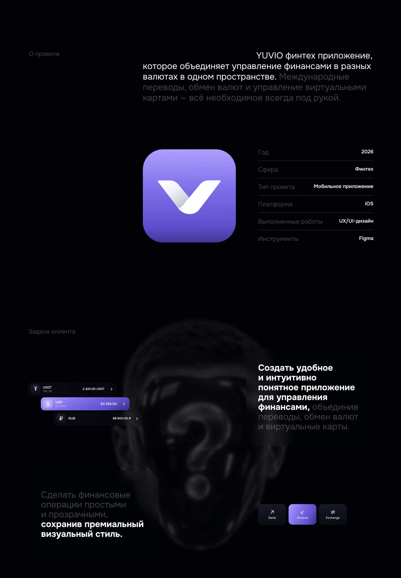 YUVIO — мобильный необанк для международных переводов и управления финансами — Изображение №2 — Интерфейсы на Dprofile