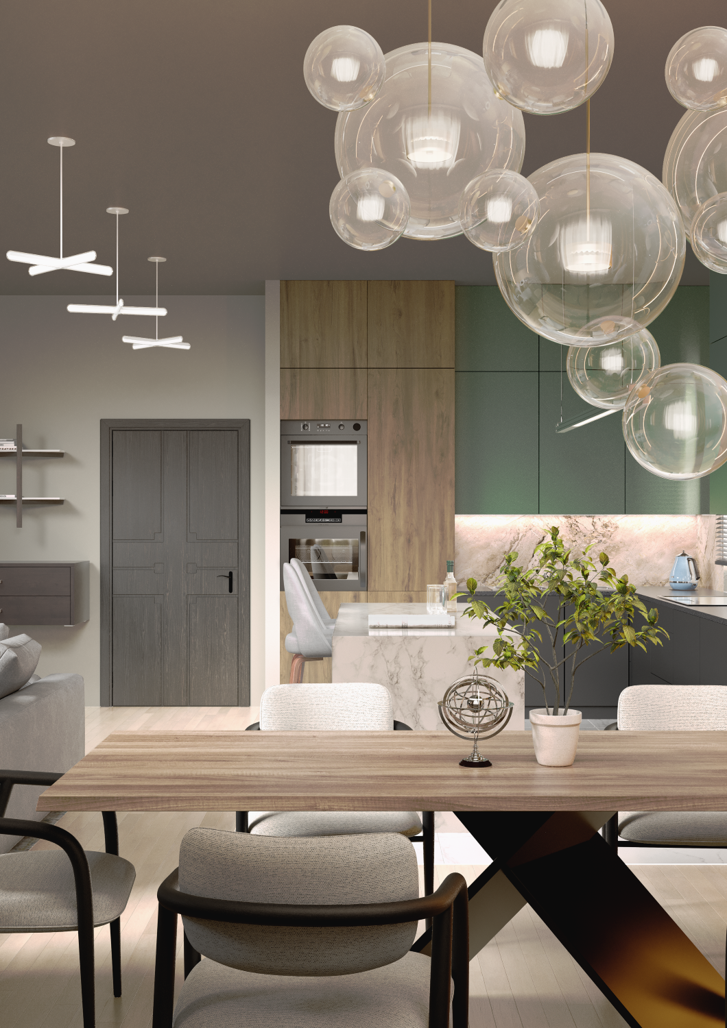 Emerald & Stone | Kitchen-Living Room CGI — Изображение №4 — 3D, Архитектура на Dprofile