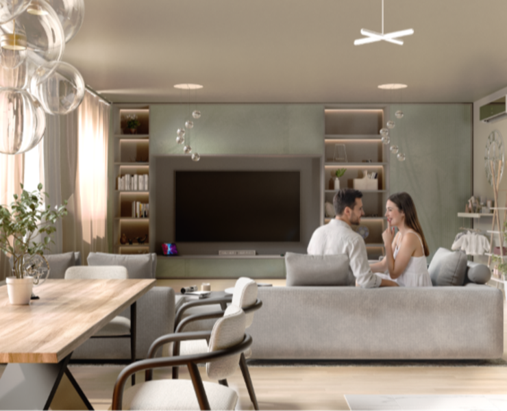 Emerald & Stone | Kitchen-Living Room CGI на Dprofile